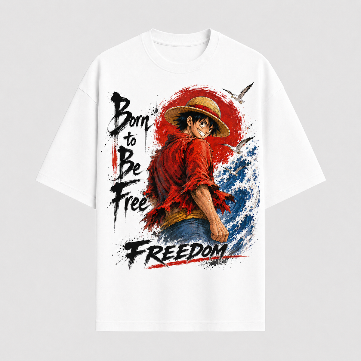 Born to Be Free - Luffy, the Red Sun and a Backward Glance - mockup