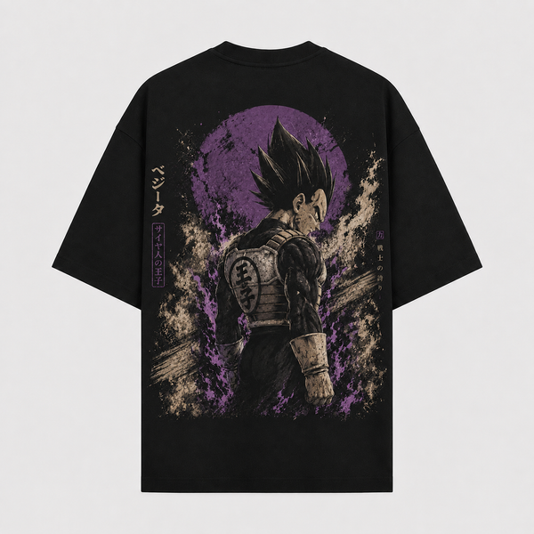 Prince's Pride - Vegeta in Violet Moonlight, Streetwear Graphic Tee - mockup