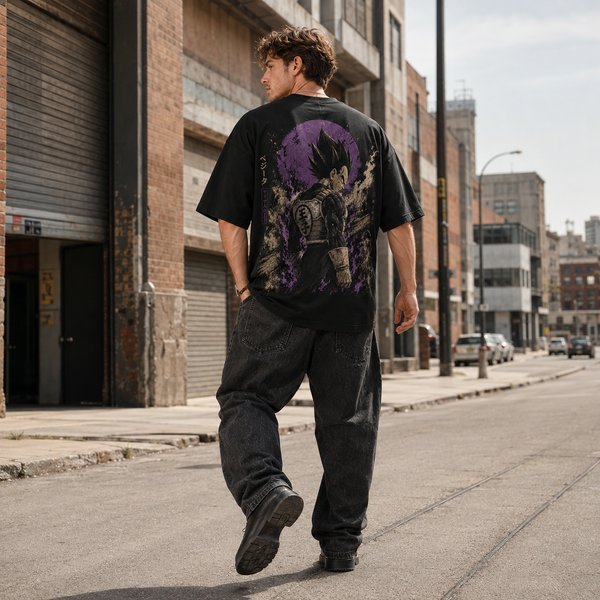 Prince's Pride - Vegeta in Violet Moonlight, Streetwear Graphic Tee - lifestyle
