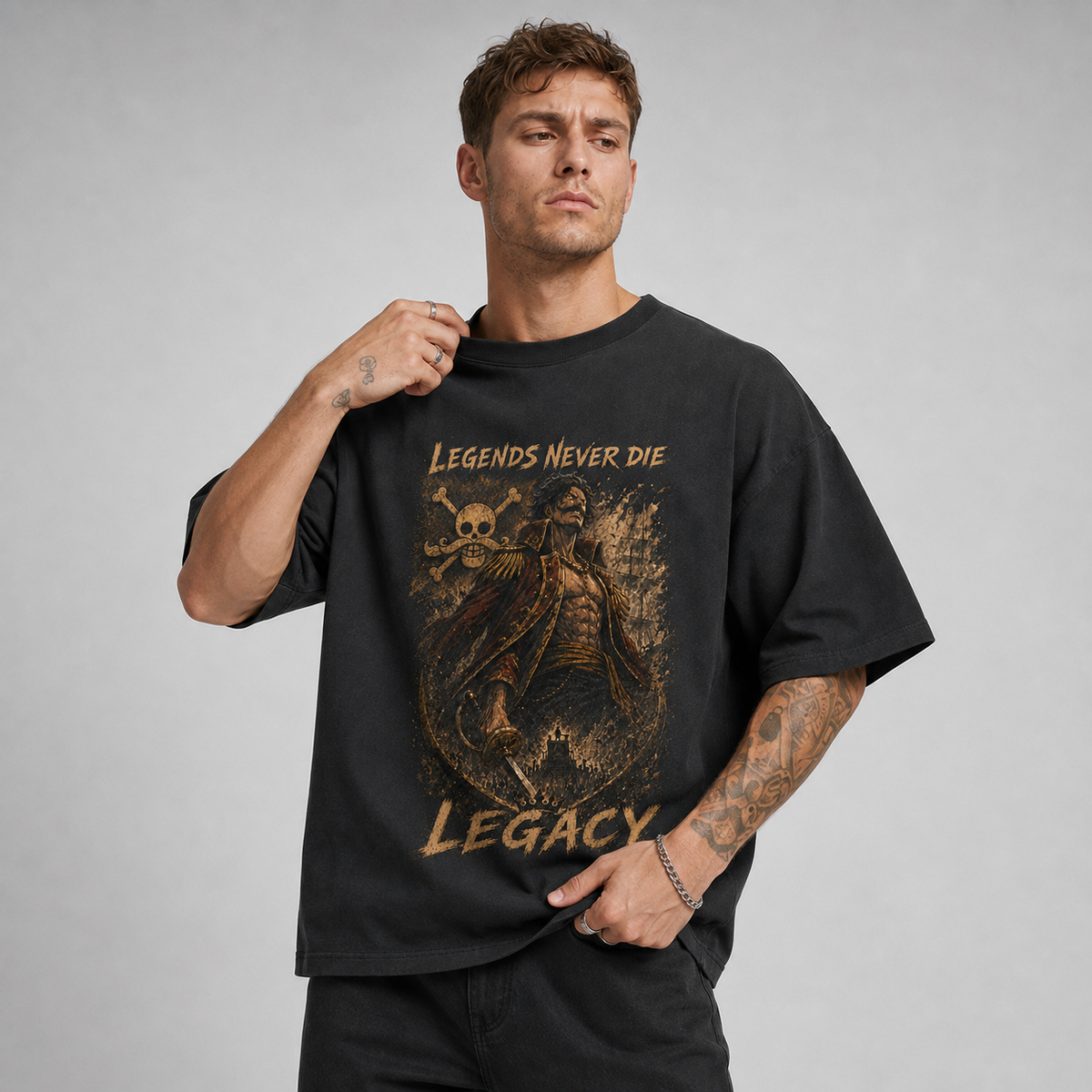 Legends Never Die - Sepia Legacy Graphic Streetwear Tee - lifestyle