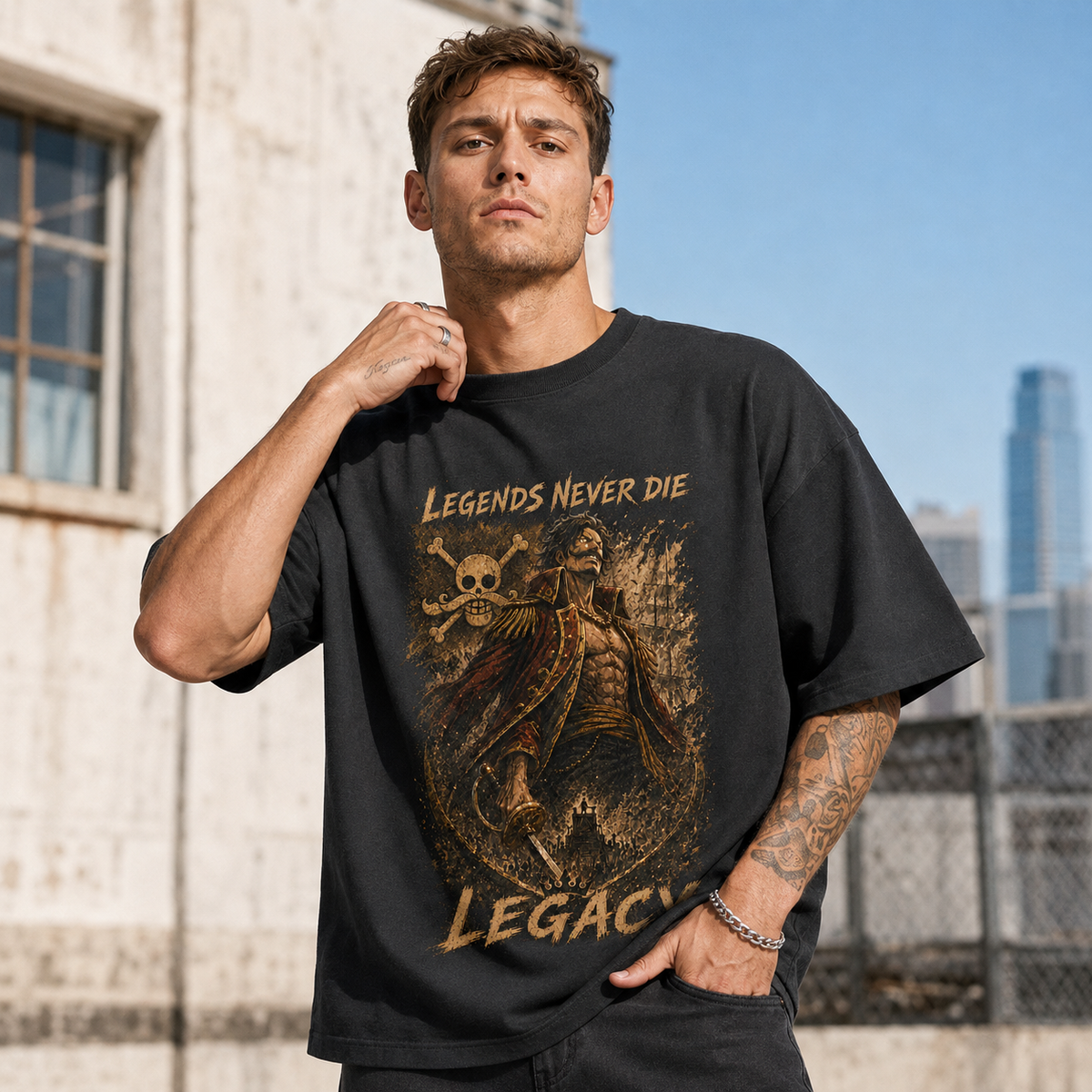 Legends Never Die - Sepia Legacy Graphic Streetwear Tee - lifestyle