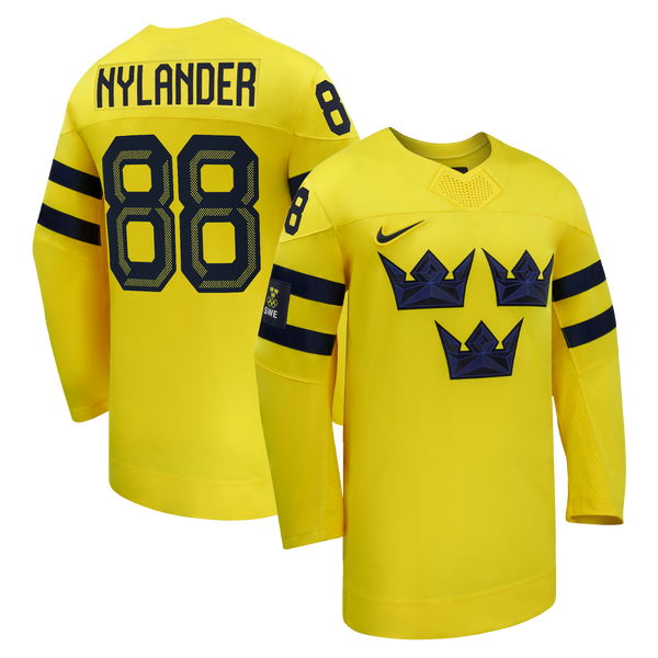 Sweden Hockey William Nylander Nike Yellow 2026 Away Replica Jersey