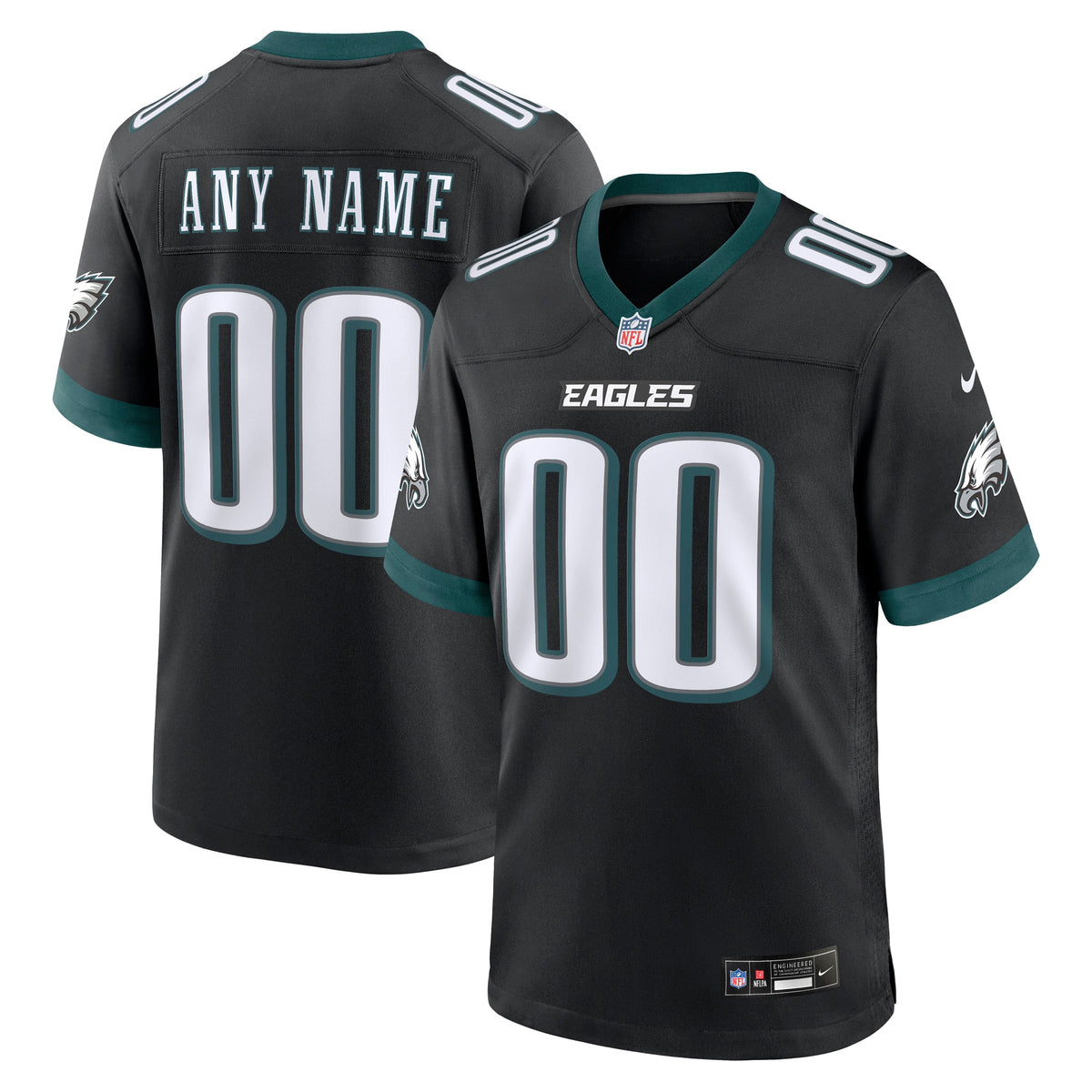 Philadelphia Eagles Nike Black Alternate Custom Game Jersey