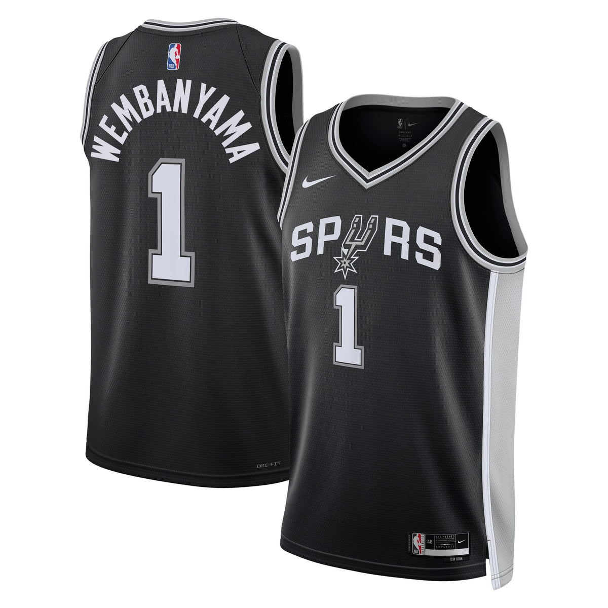 San Antonio Spurs Nike Icon Edition Swingman Jersey - Black - Victor Wembanyama