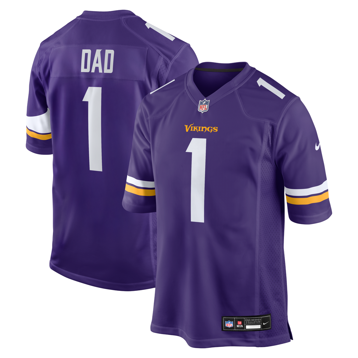 Minnesota Vikings Number 1 Dad Nike Purple Game Jersey