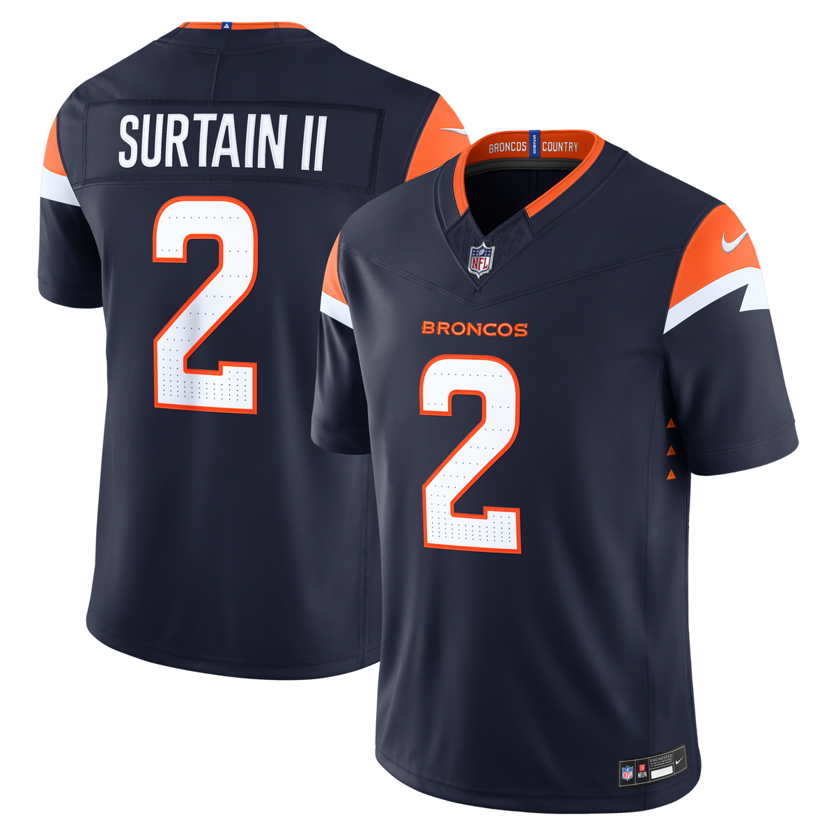 Denver Broncos Pat Surtain II Nike Navy Alternate Vapor F.U.S.E. Stitched Limited Jersey