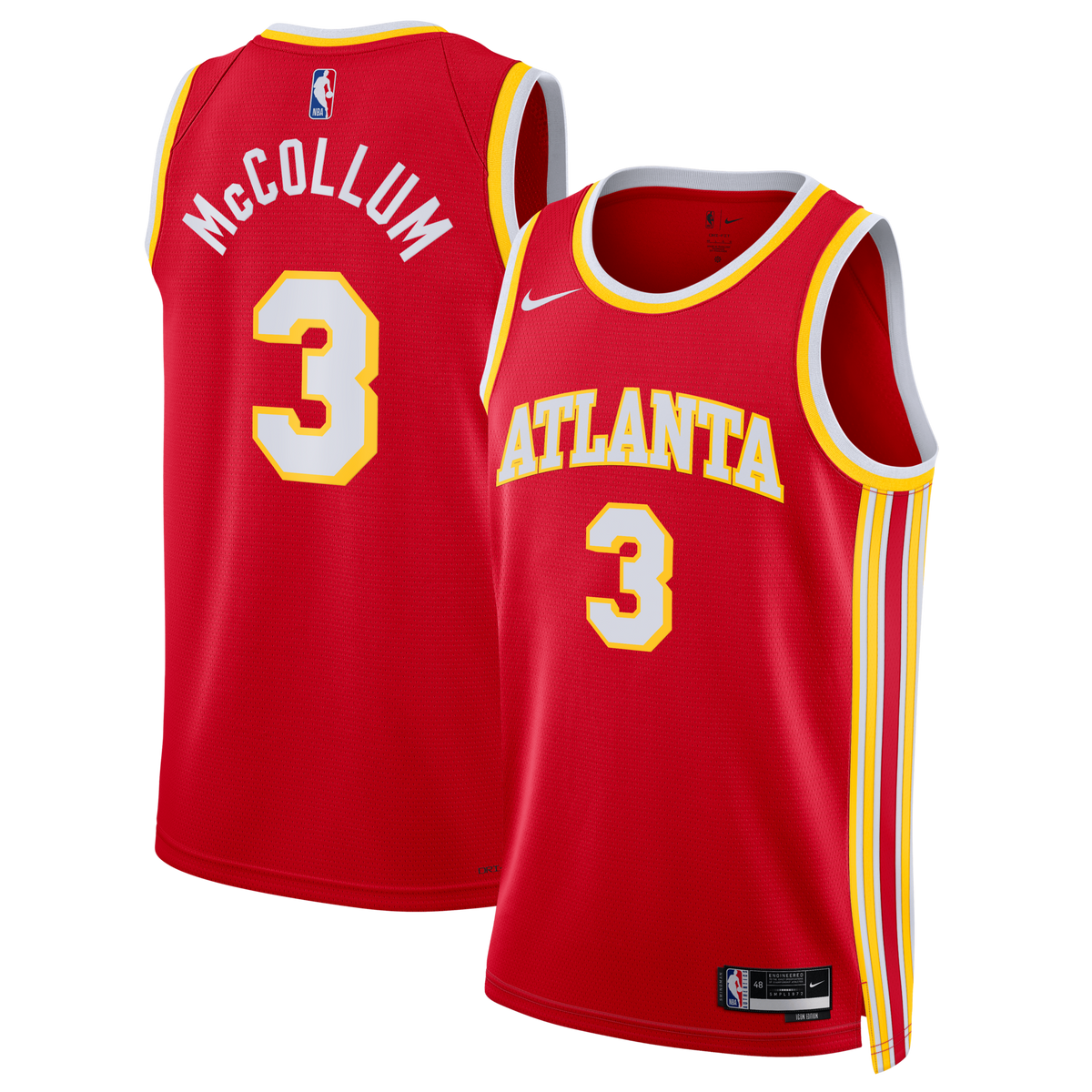 Atlanta Hawks Nike Icon Edition Swingman Jersey - Red - CJ McCollum -