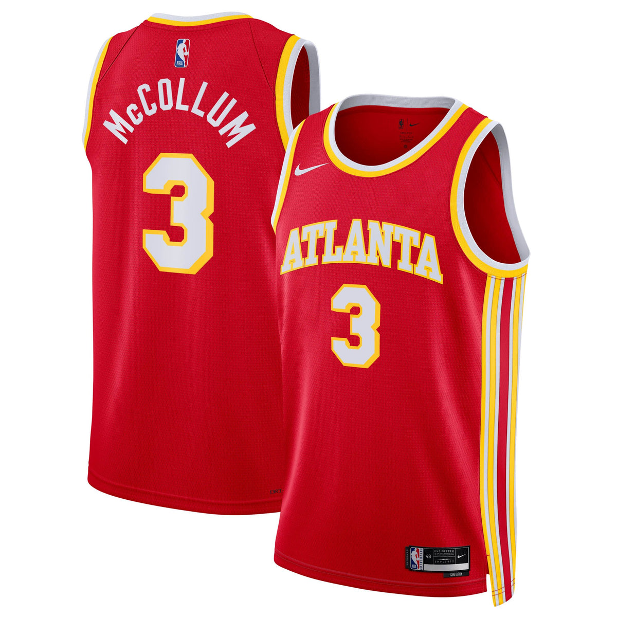 Atlanta Hawks Nike Icon Edition Swingman Jersey - Red - CJ McCollum -