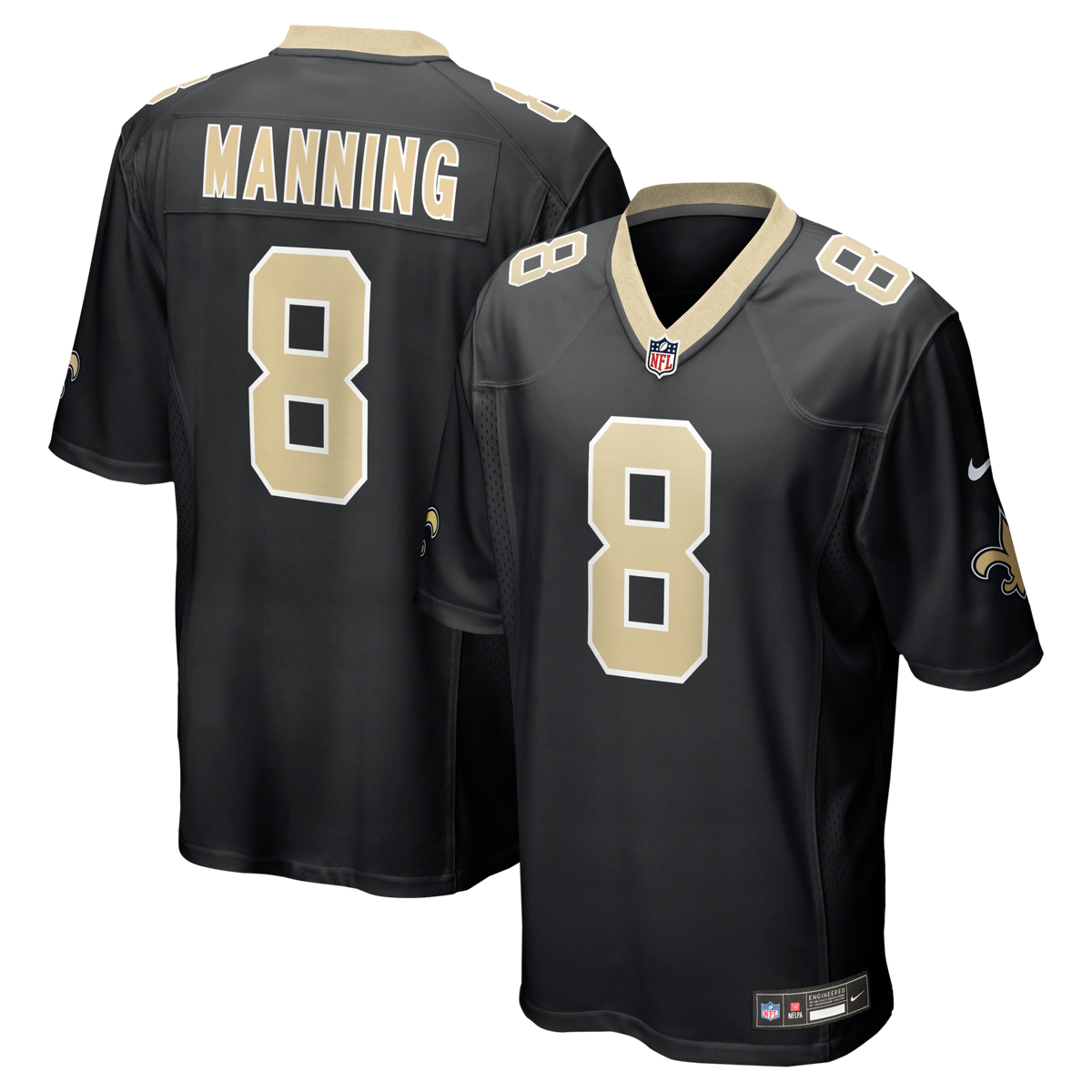 New Orleans Saints Archie Manning Nike Black Game Retired Player Jersey