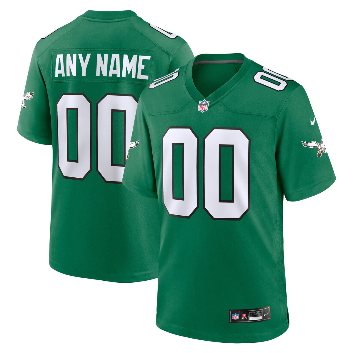 Philadelphia Eagles Nike Kelly Green Alternate Custom Game Jersey