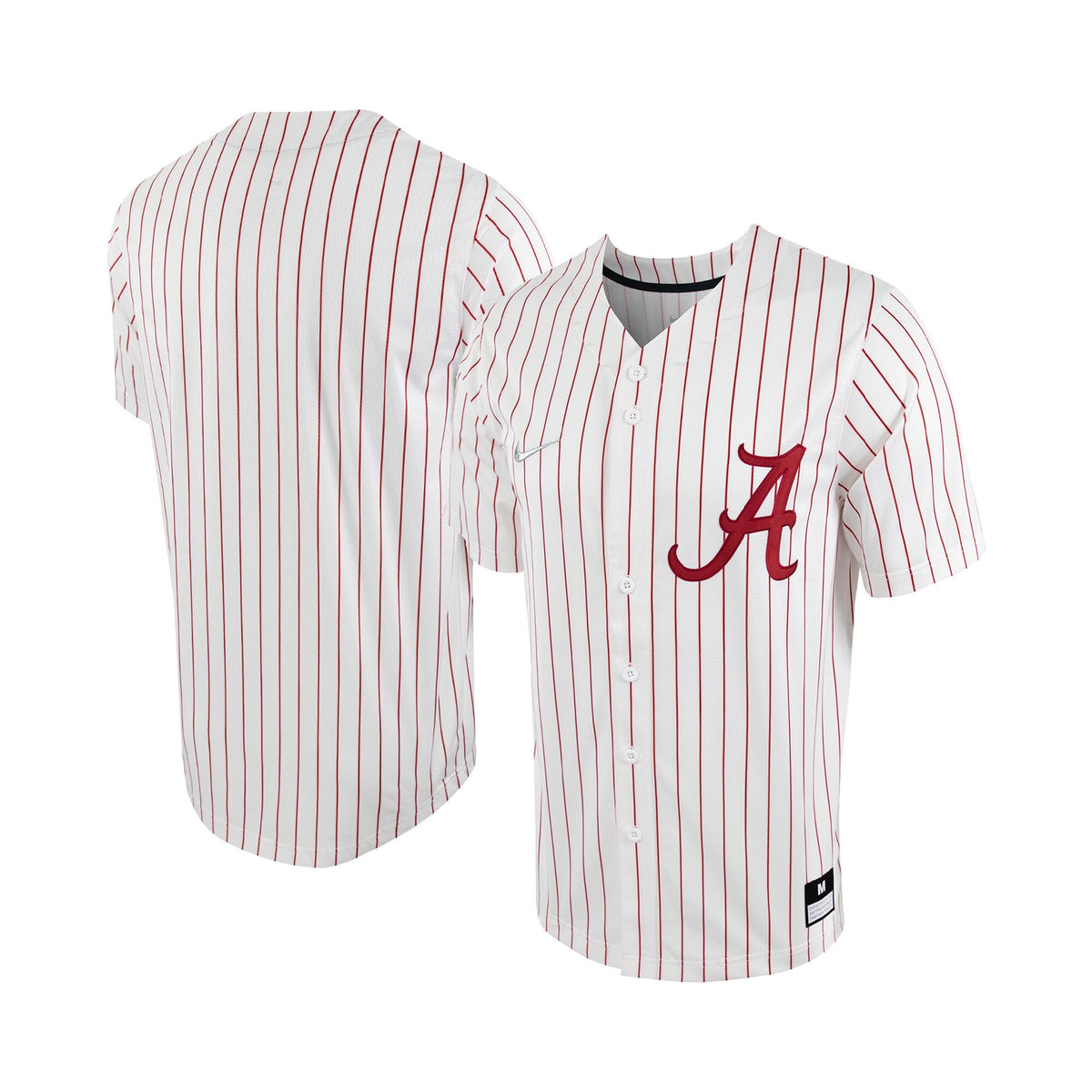 Nike White/Crimson Alabama Crimson Tide Pinstripe Replica Full-Button Baseball Jersey