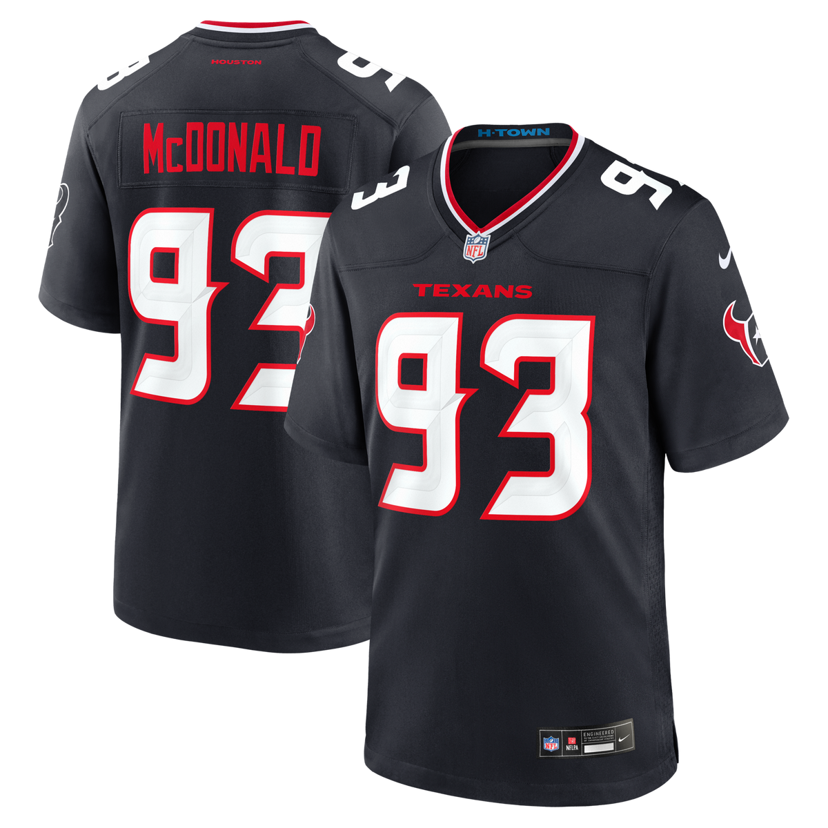 Houston Texans Kayden McDonald Nike Navy Team Game Jersey