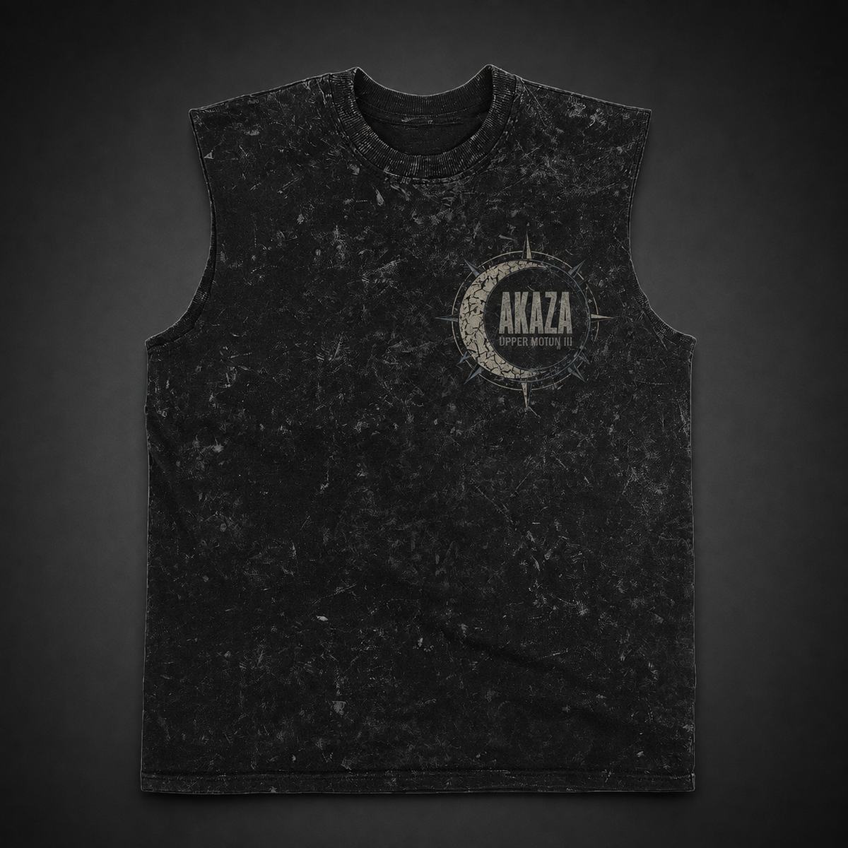 Washed black tank top with Akaza Demon Slayer Upper Moon Three graphic – photo 2