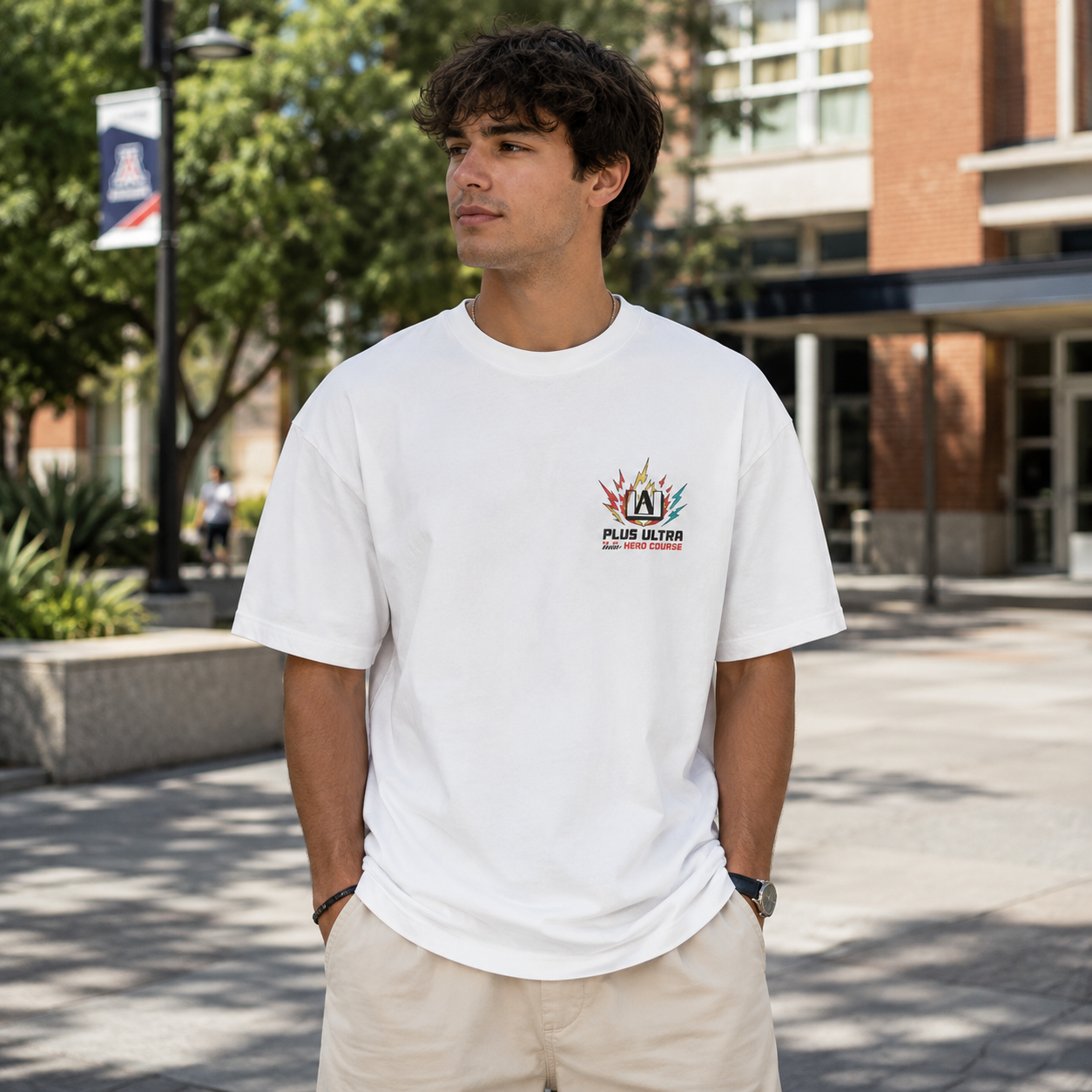 White t-shirt with All Might & Deku My Hero Academia Symbol Of Peace graphic – photo 4