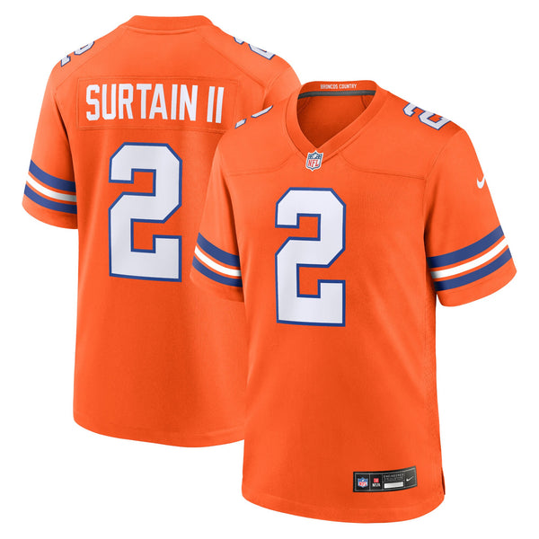 Denver Broncos Patrick Surtain II Nike Orange Mile High Collection 1977 Throwback Player Game Jersey
