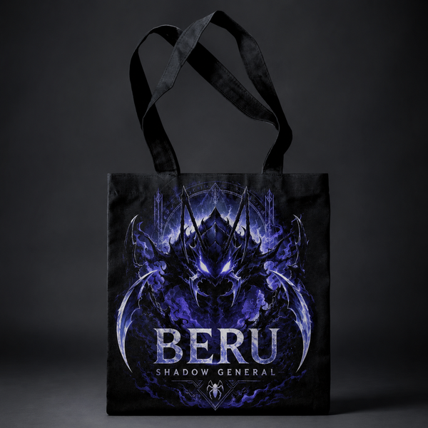 Black tote bag with Beru Solo Leveling Beru Shadow General graphic – photo 1