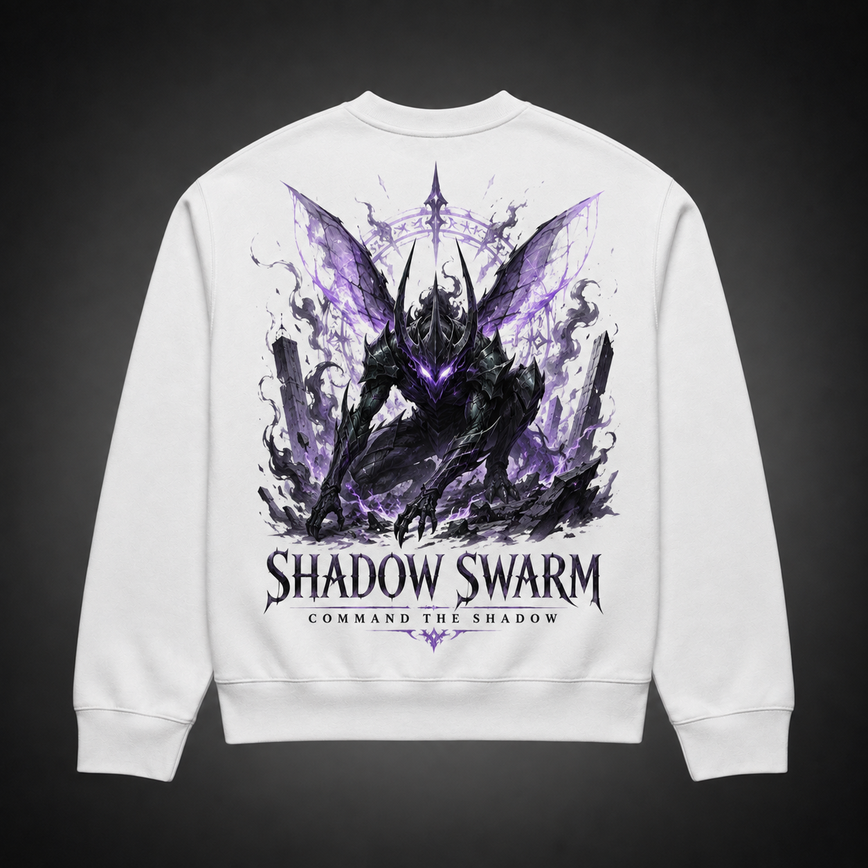 White sweatshirt with Beru Solo Leveling Shadow Swarm graphic – photo 1
