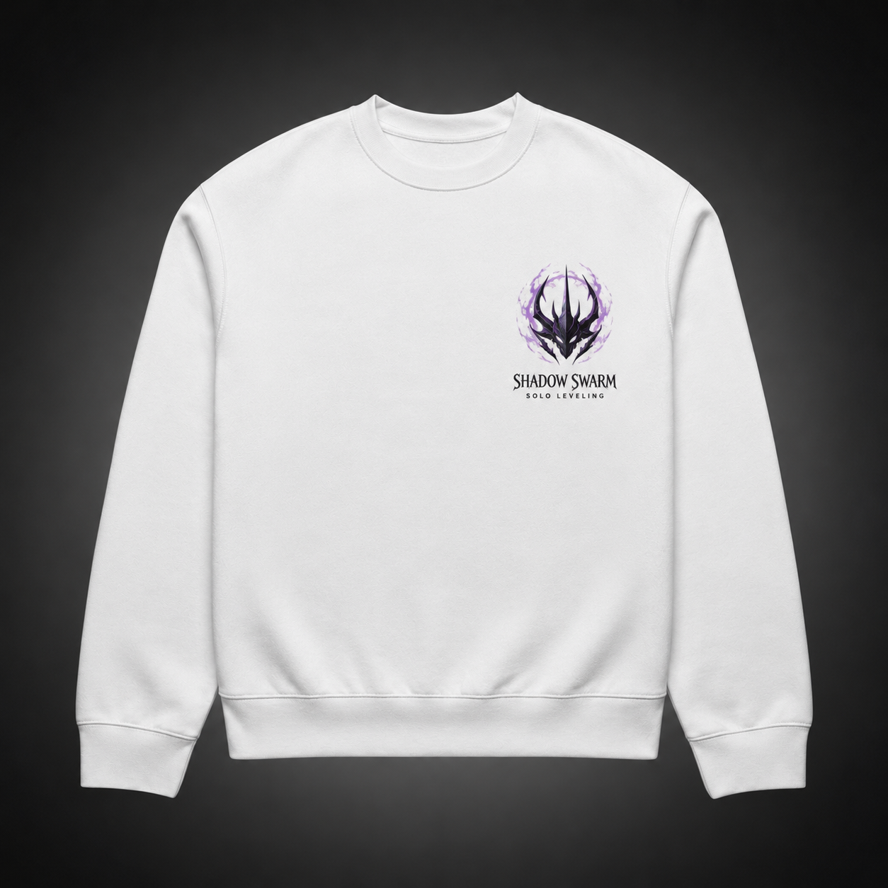 White sweatshirt with Beru Solo Leveling Shadow Swarm graphic – photo 2