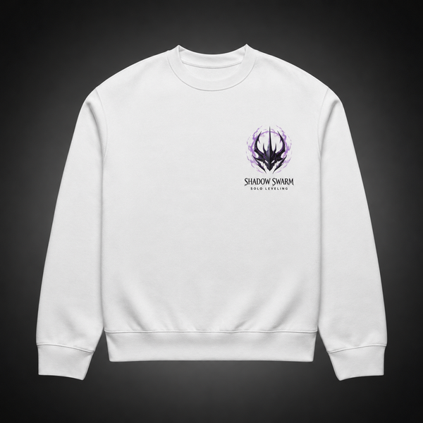 White sweatshirt with Beru Solo Leveling Shadow Swarm graphic – photo 2