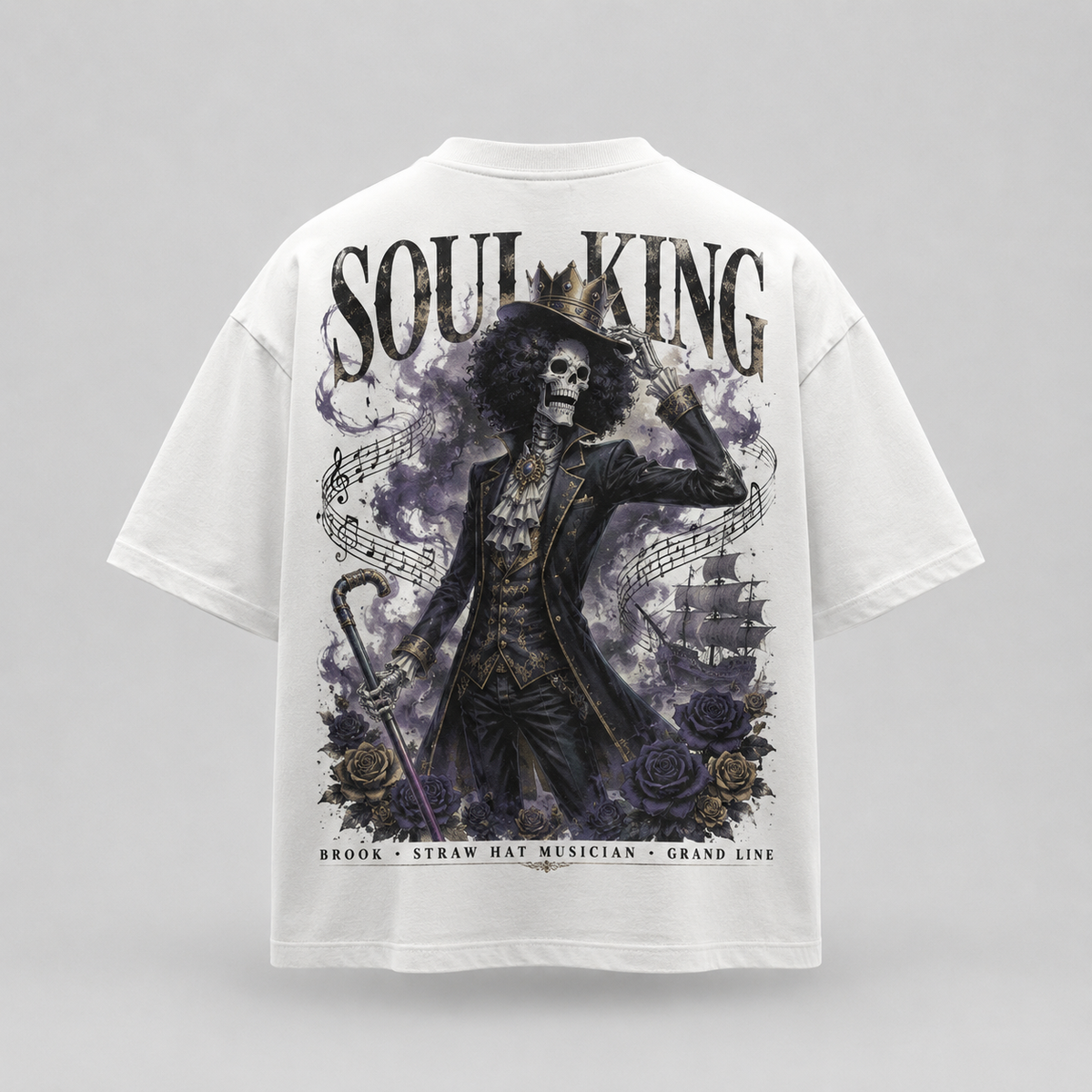 White t-shirt with Brook One Piece Soul King graphic – photo 1