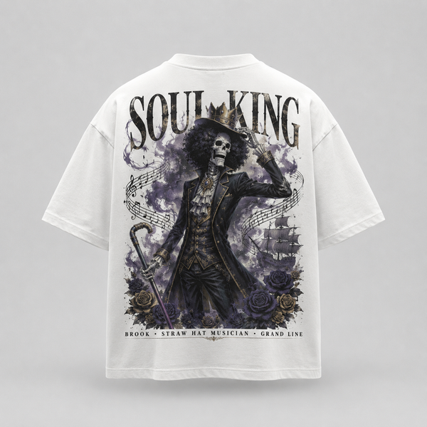 White t-shirt with Brook One Piece Soul King graphic – photo 1