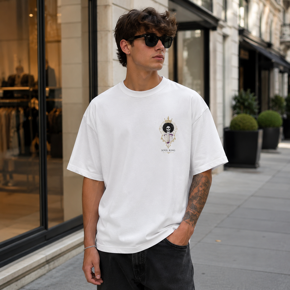 White t-shirt with Brook One Piece Soul King graphic – photo 4