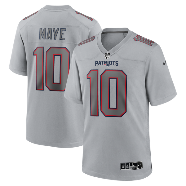 New England Patriots Drake Maye Nike Gray Atmosphere Fashion Game Jersey