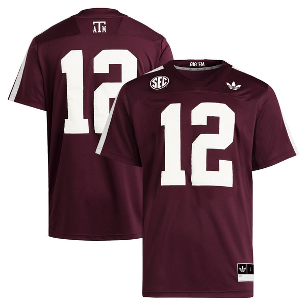 #12 Texas A&M Aggies adidas Premier Strategy Jersey - Maroon