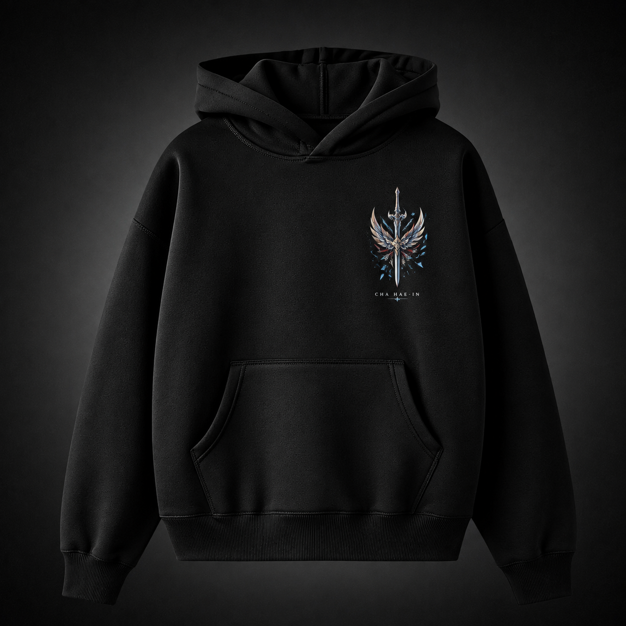 Black hoodie with Cha Hae-In Solo Leveling Blade Of Light graphic – photo 2