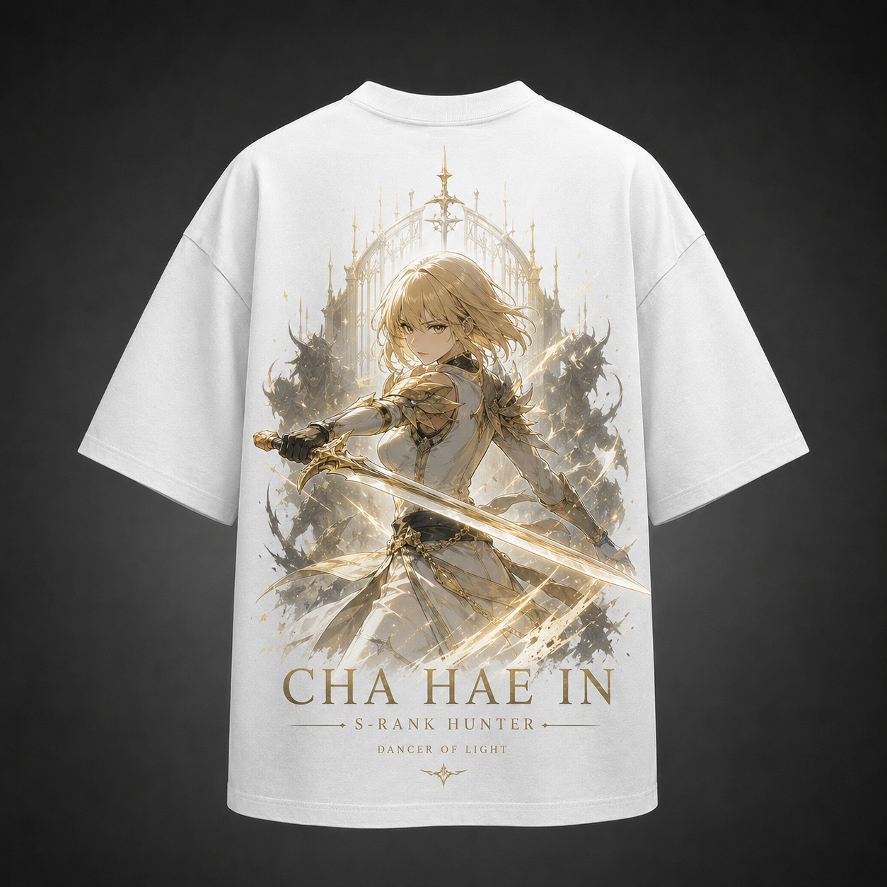 White t-shirt with Cha Hae-In Solo Leveling Dancer Of Light graphic – photo 1