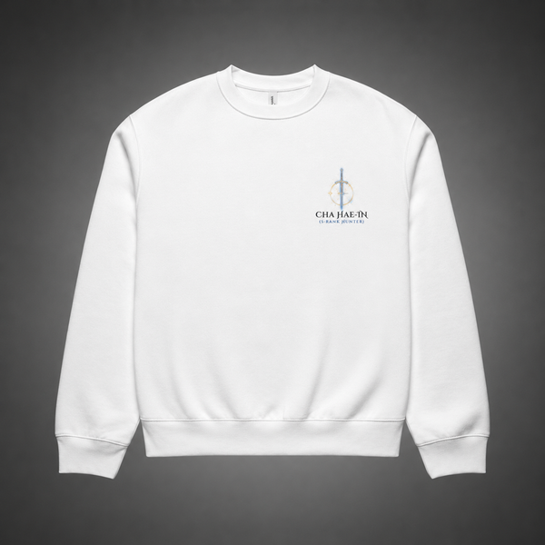 White sweatshirt with Cha Hae-In Solo Leveling Radiant Hunter graphic – photo 2