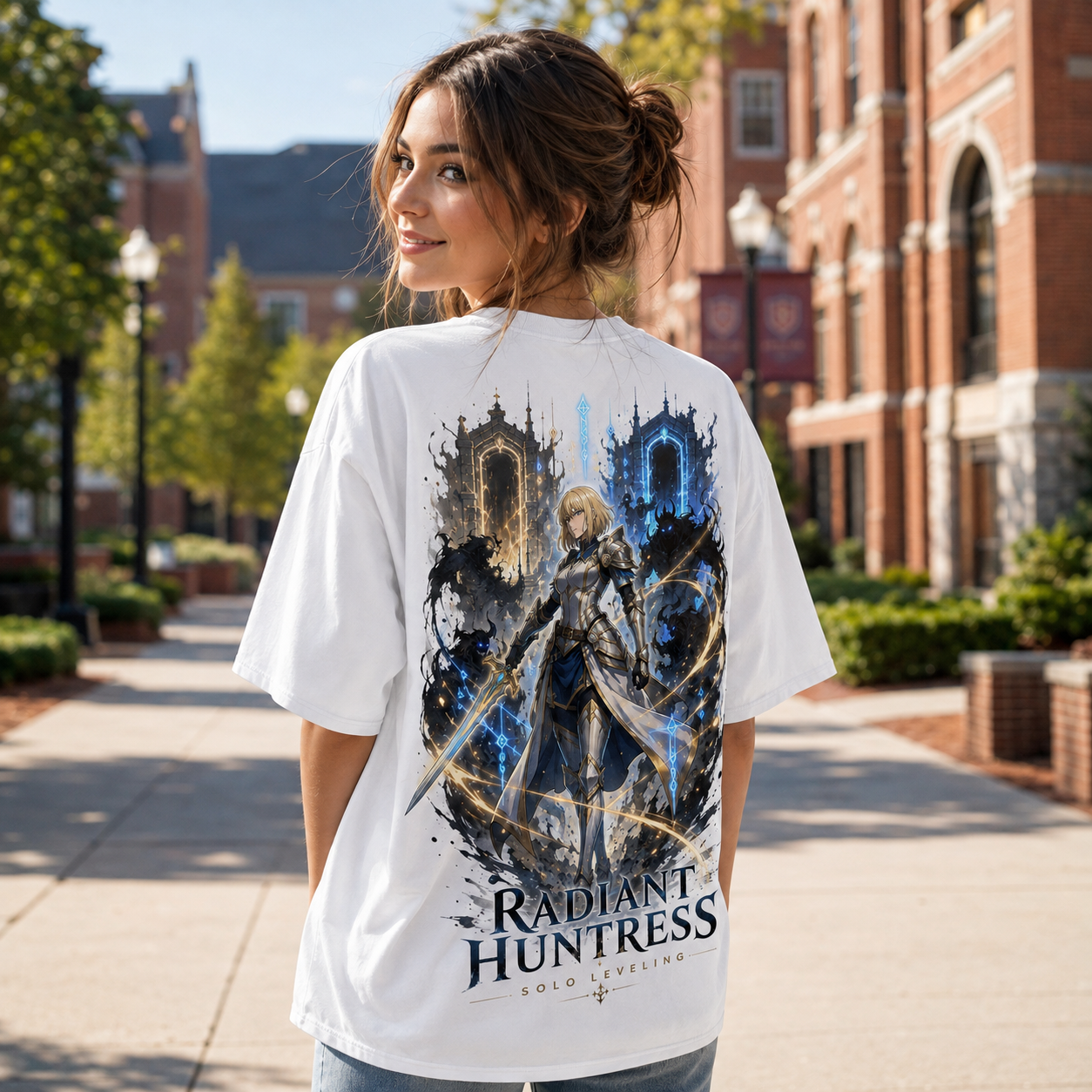 White t-shirt with Cha Hae-In Solo Leveling Radiant Huntress graphic – photo 3