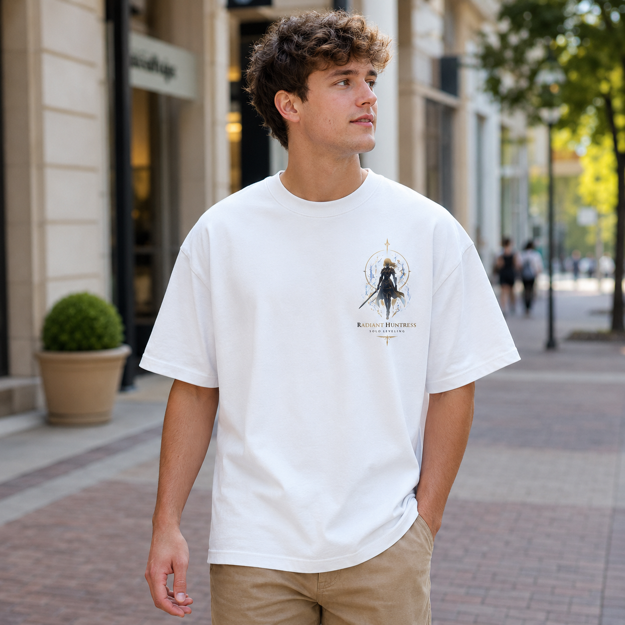 White t-shirt with Cha Hae-In Solo Leveling Radiant Huntress graphic – photo 4