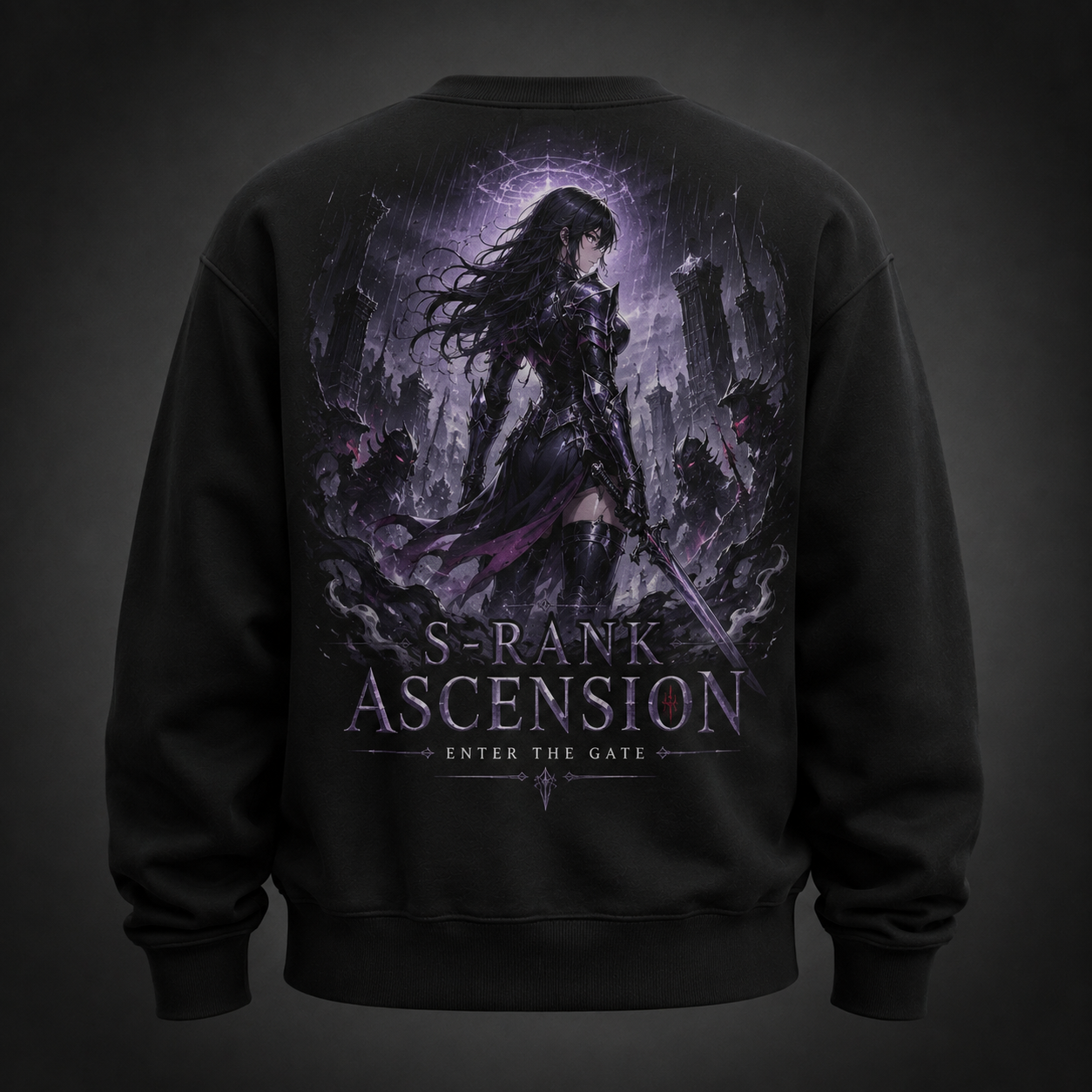 Black sweatshirt with Cha Hae-In Solo Leveling S-Rank Ascension graphic – photo 1