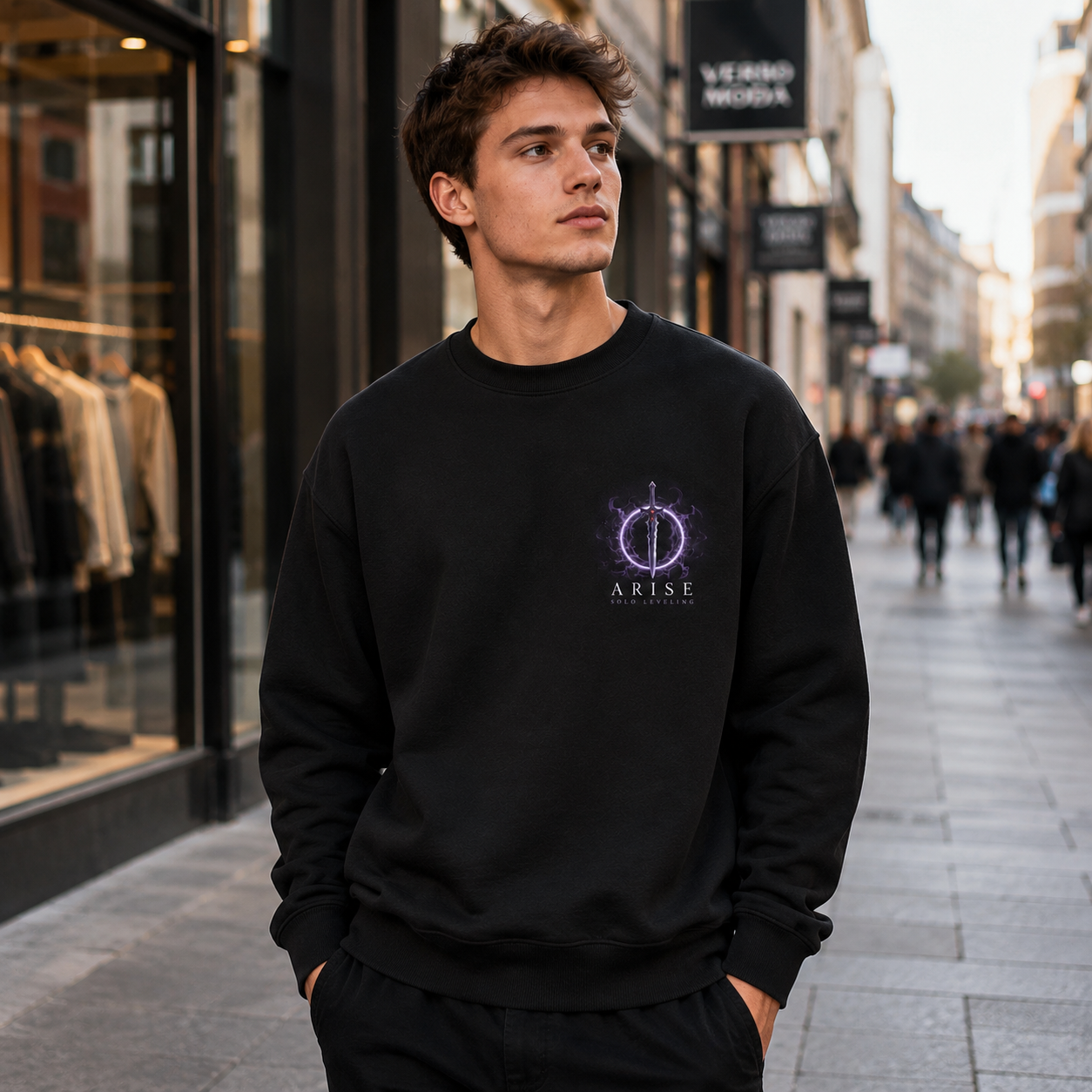 Black sweatshirt with Cha Hae-In Solo Leveling S-Rank Ascension graphic – photo 4