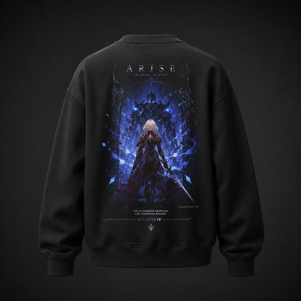 Black sweatshirt with Cha Hae-In Solo Leveling Shadow Ascent graphic – photo 1