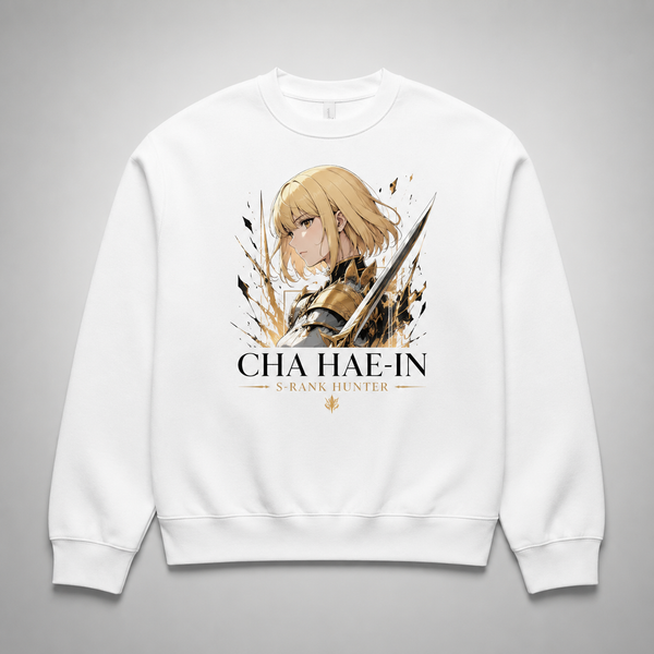 White sweatshirt with Cha Hae-In Solo Leveling The Dancer graphic – photo 2