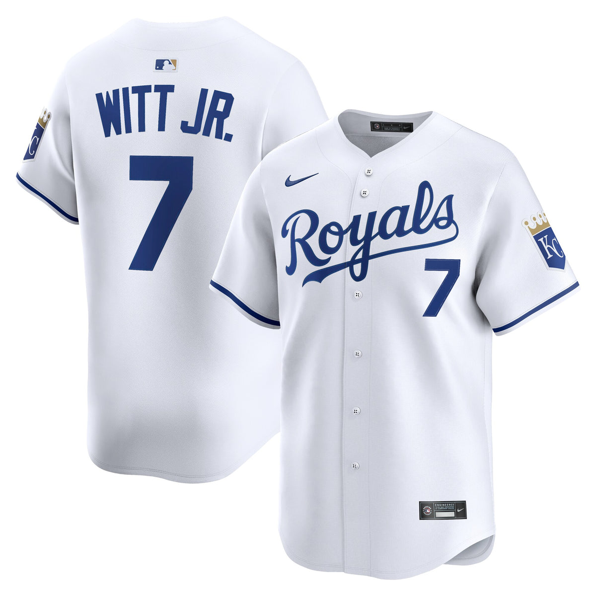 Kansas City Royals Bobby Witt Jr. Nike White Home Limited Player Jersey