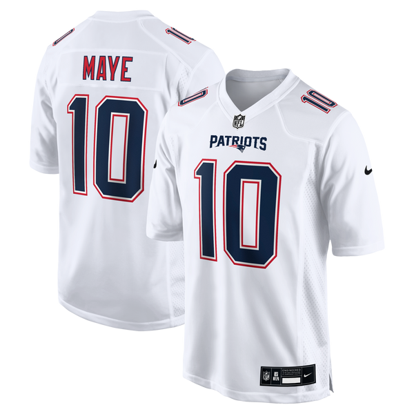New England Patriots Drake Maye Nike Tundra White Game Jersey