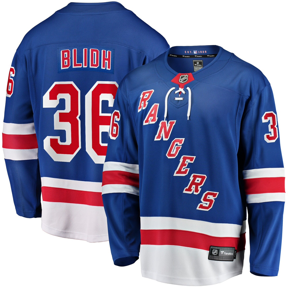 New York Rangers Anton Blidh Fanatics Blue Home Breakaway Jersey