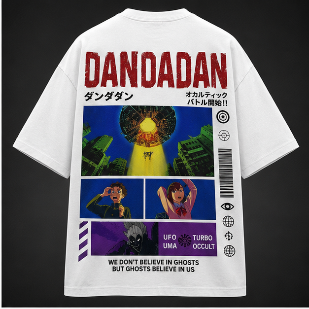Washed black t-shirt with Dandadan Occult Battle graphic – photo 1