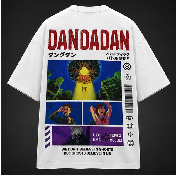 Washed black t-shirt with Dandadan Occult Battle graphic – photo 1