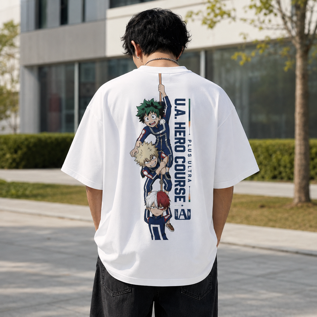 White t-shirt with Deku & Bakugo My Hero Academia Hero Course Climb graphic – photo 3