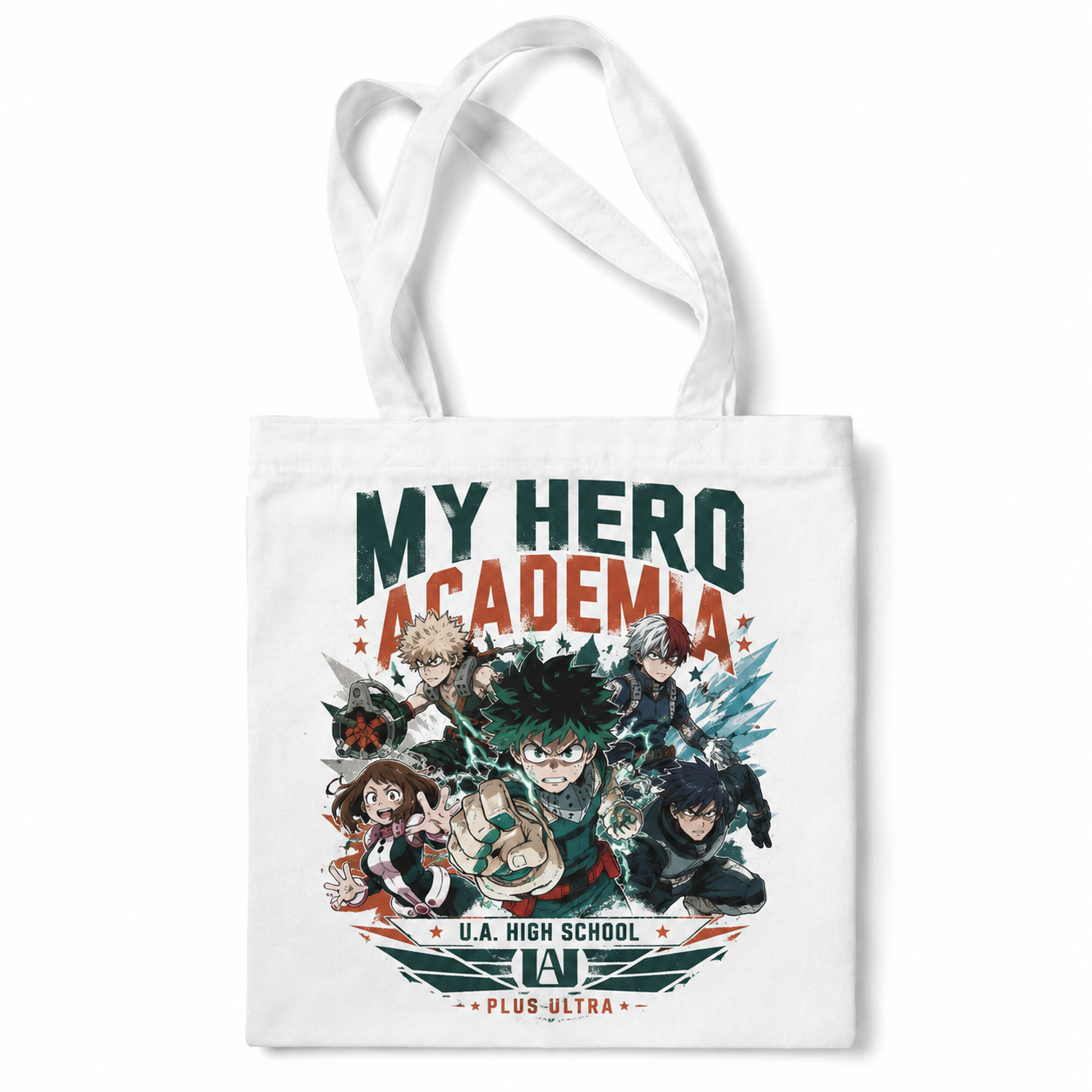 White tote bag with Deku & Bakugo My Hero Academia My Hero Academia Emblem graphic – photo 1