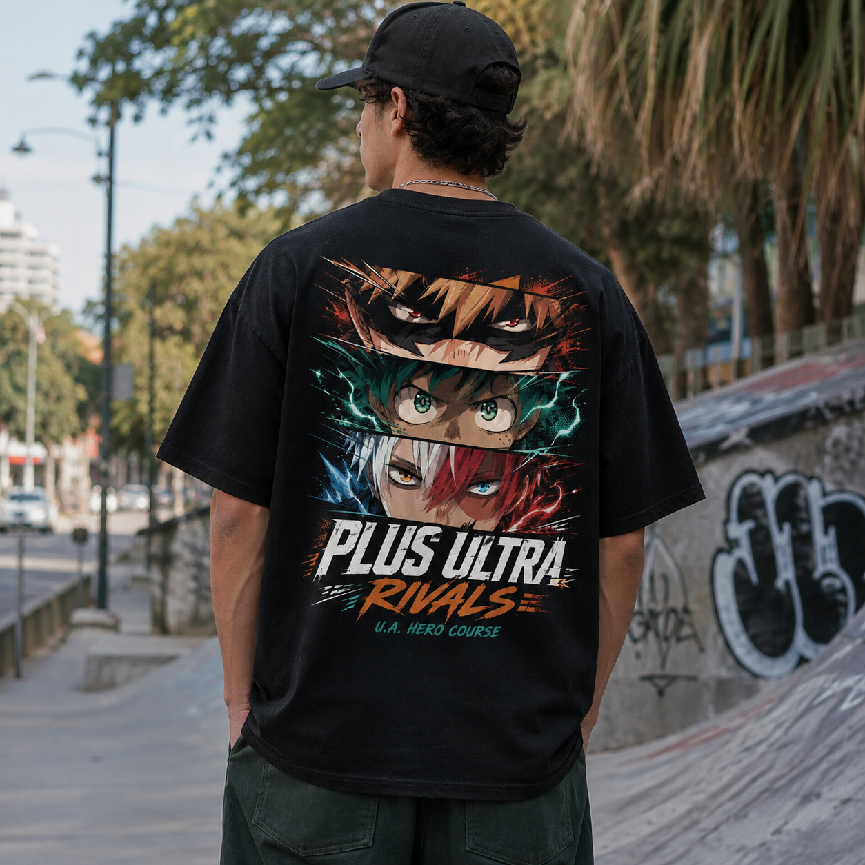 Black t-shirt with Deku & Bakugo My Hero Academia Plus Ultra Rivals graphic – photo 3