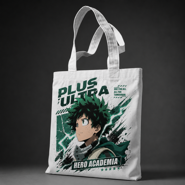 White tote bag with Deku My Hero Academia All For Tomorrow graphic – photo 2