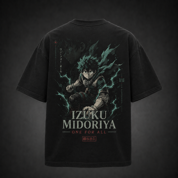 Black t-shirt with Deku My Hero Academia Izuku Midoriya One For All graphic – photo 1