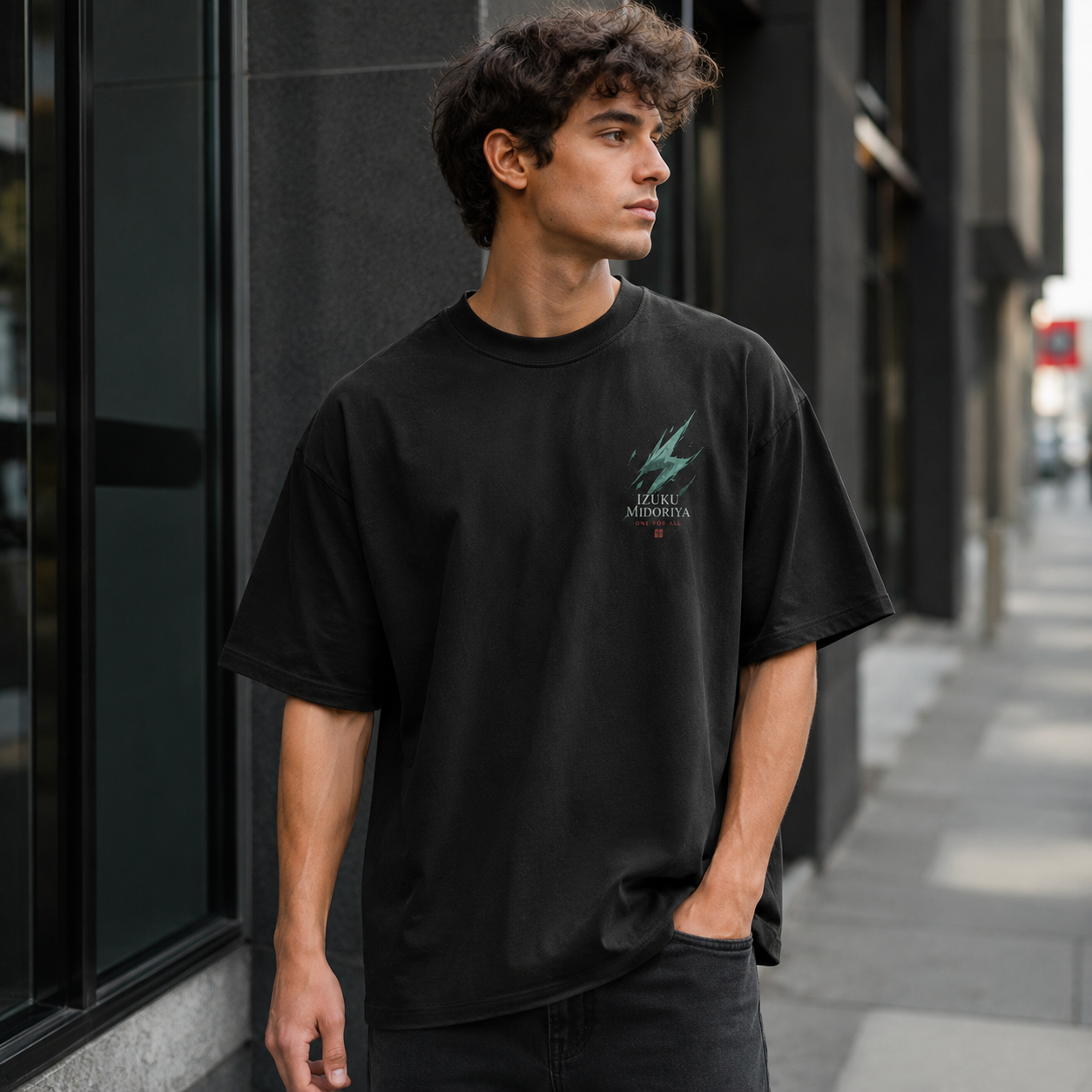 Black t-shirt with Deku My Hero Academia Izuku Midoriya One For All graphic – photo 4