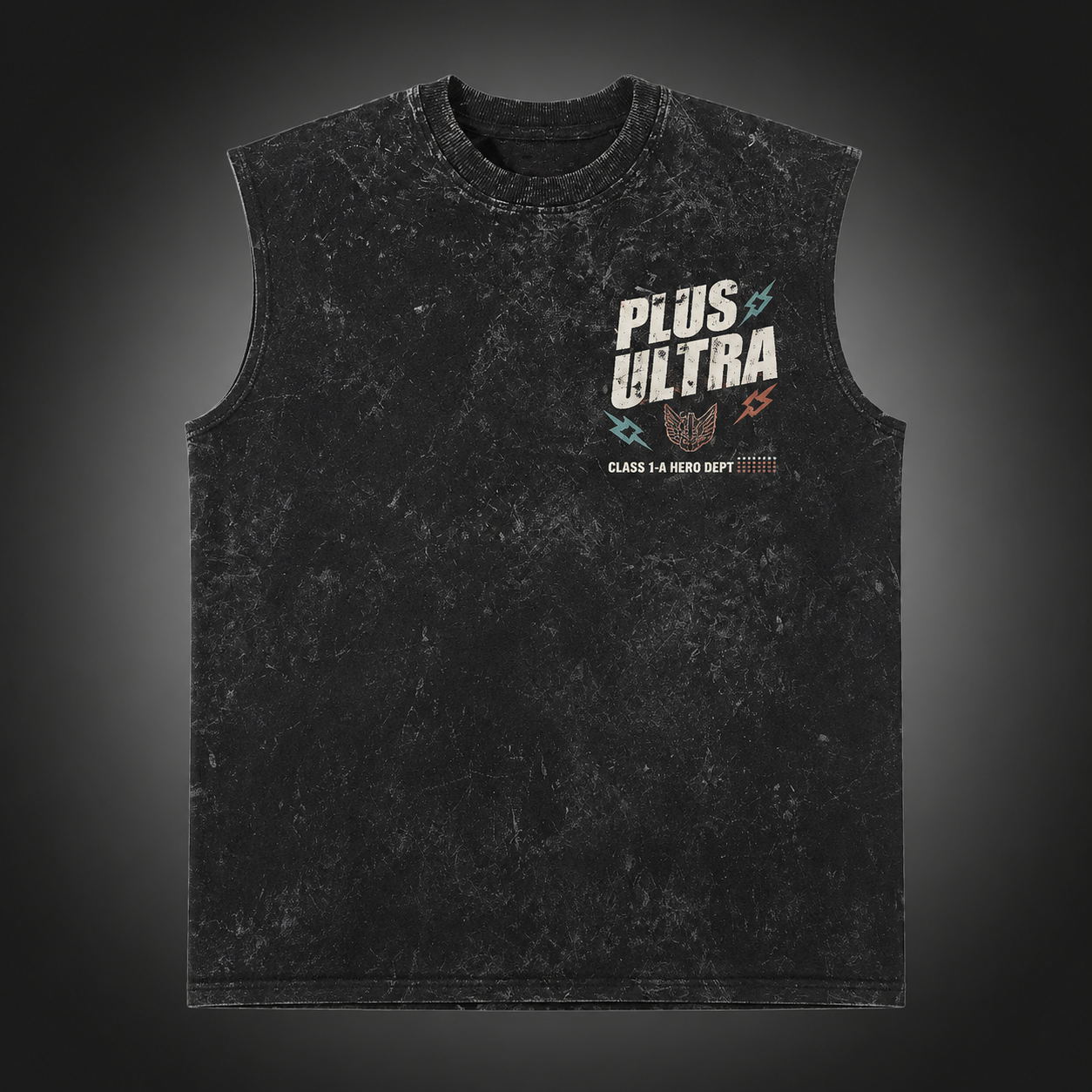 Washed black tank top with Deku & Todoroki My Hero Academia Plus Ultra Class 1-A graphic – photo 2