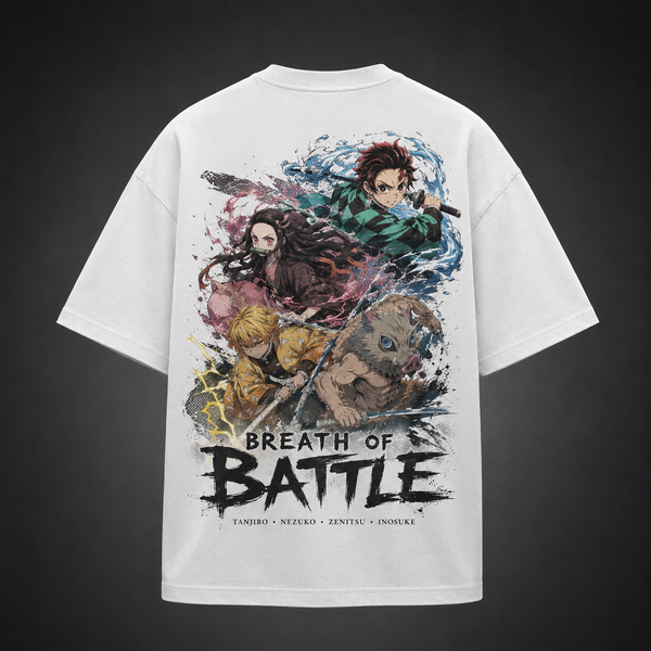 White t-shirt with Demon Slayer Breath Of Battle graphic – photo 1